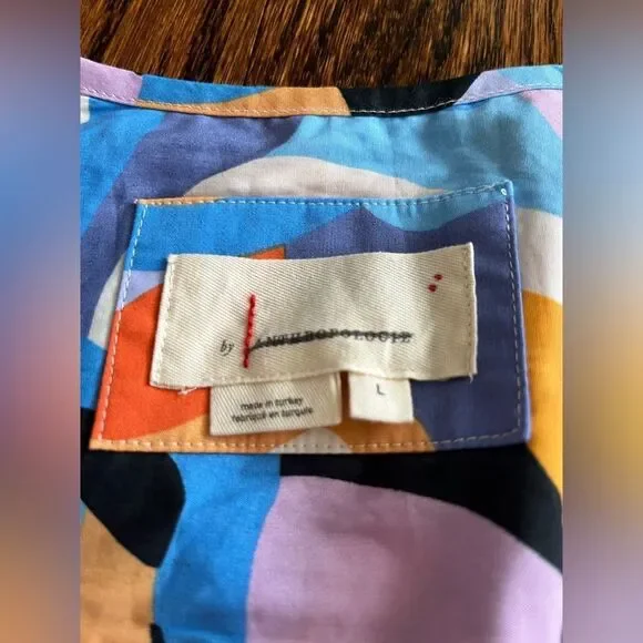 Anthropologie The Somerset Maxi Dress Blue Orange Fall Size Large - Picture 5 of 5